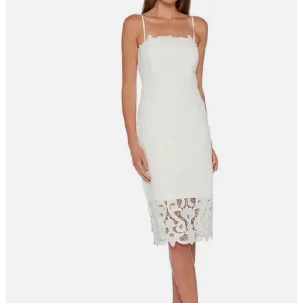 Bardot Lina Lace sheath midi dress in white